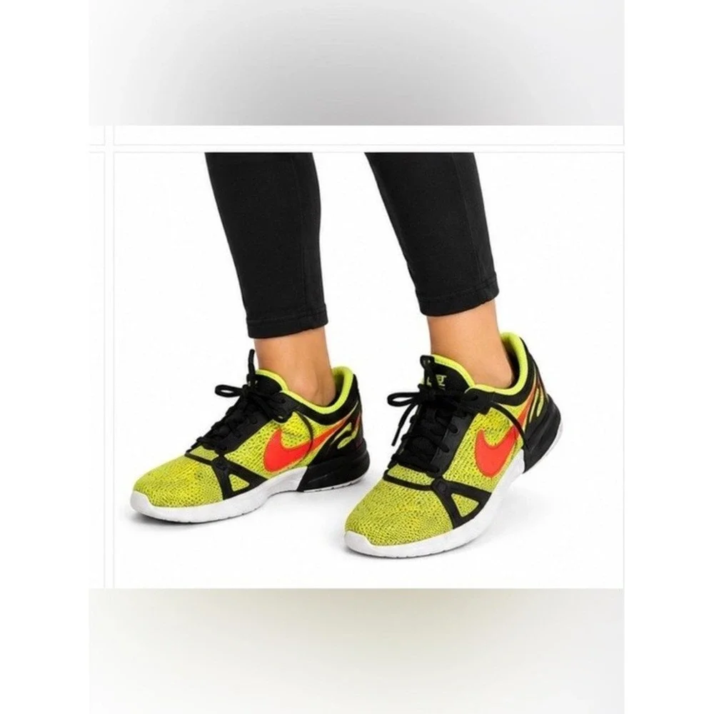 Nike Kids' DualRacer Running Shoes - Neon Yellow with Red Swoosh
